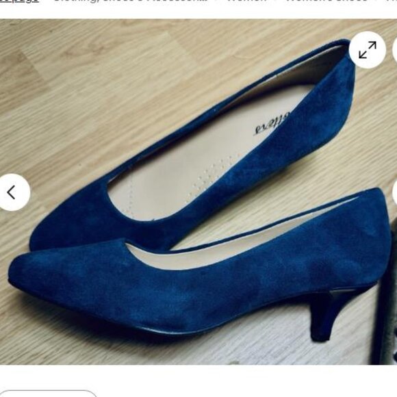 TROTTERS BLUE SUEDE KITTEN HEEL CUSHIONED Comfort PUMPS 7.5 M Shoes - Picture 1 of 7